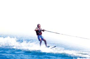 Young Ryan Keeley enjoying skiing at the lake