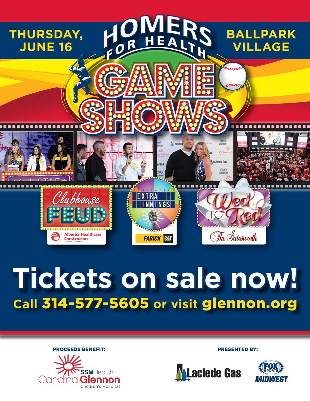 Homers for Health Game Shows Thursday, June 16, 2016 at Ballpark Village