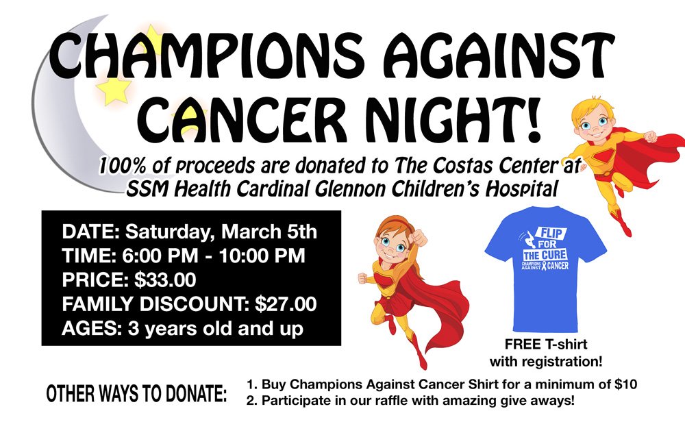 Champions Against Cancer Night at Barron Gymnastics - Saturday, March 5, 2016