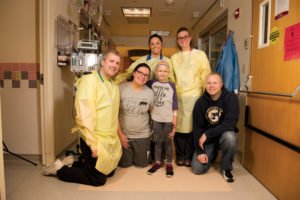 Cardinal Glennon patient Elsa Weimerslage with family and staff from 4 North