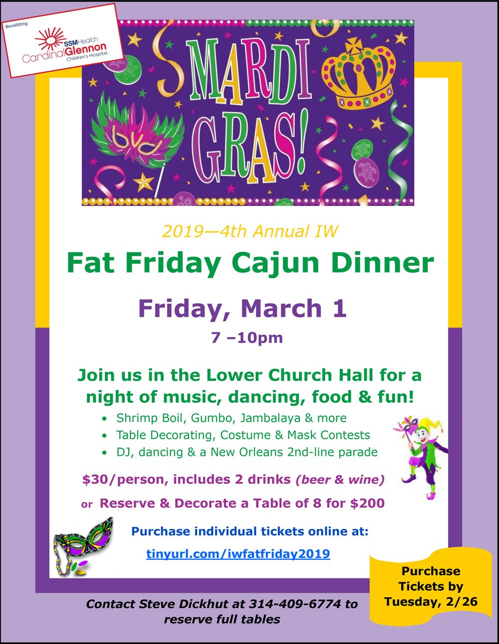 Fat Friday Cajun Dinner at Incarnate Word - Friday, March 1, 2019