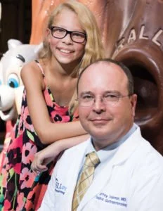 Madison Harbison with pediatric gastroenterologist Jeffrey Teckman, MD
