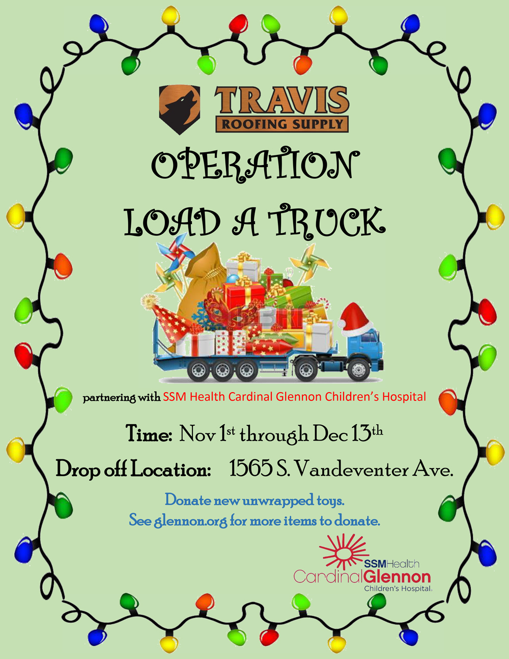 Operation Load a Truck at Travis Roofing Supply; Nov. 1 - Dec. 13