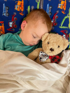 Beckett with his teddy bear