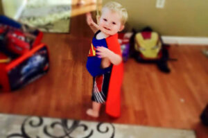Liam dressed up as 'Superman'
