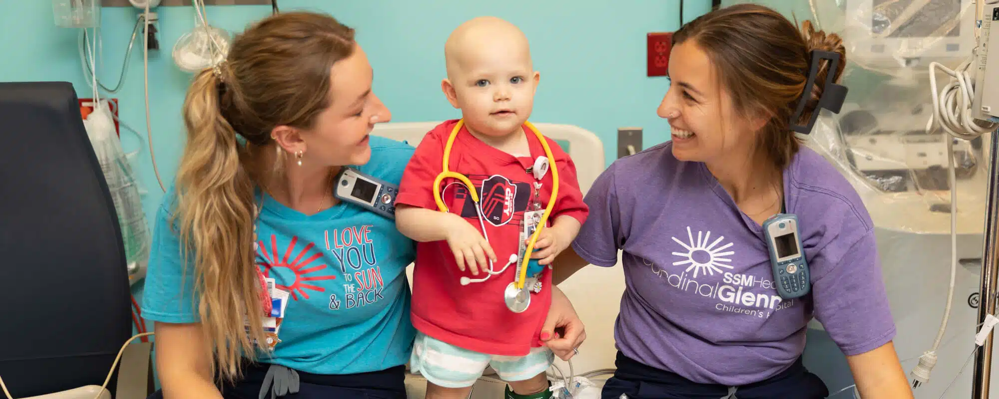 Claire in The Costas Center with nurses