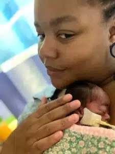 Jadai - skin-to-skin contact with mom in the NICU