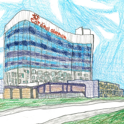 Colten's artwork of the new Cardinal Glennon Children's Hospital rendering