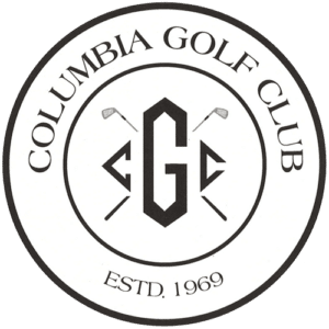 Columbia Golf Club Estd. 1969 - circle logo with centered monogram CGC in front of crossing golf clubs