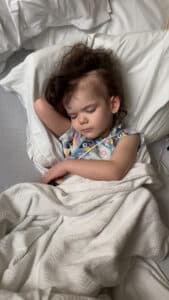 Cardinal Glennon patient Bristol sleeping in her hospital bed