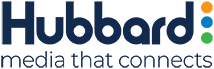 Hubbard logo - media that connects with three vertical multi-colored circles on the right