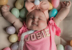 Josie Easter photo surrounded by eggs