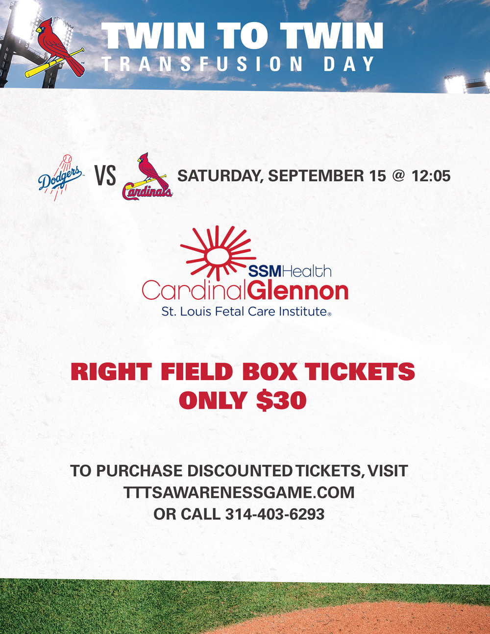 Twin to Twin Transfusion Day at Busch Stadium - Saturday, September 15